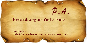 Pressburger Aniziusz névjegykártya